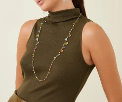 Necklaces-Marco Bicego 18K Yellow Gold Graduated Gemstone Necklace, Long Yellowgold
