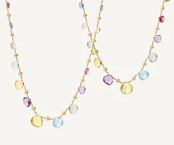 Necklaces-Marco Bicego 18K Yellow Gold Graduated Gemstone Necklace, Long Yellowgold