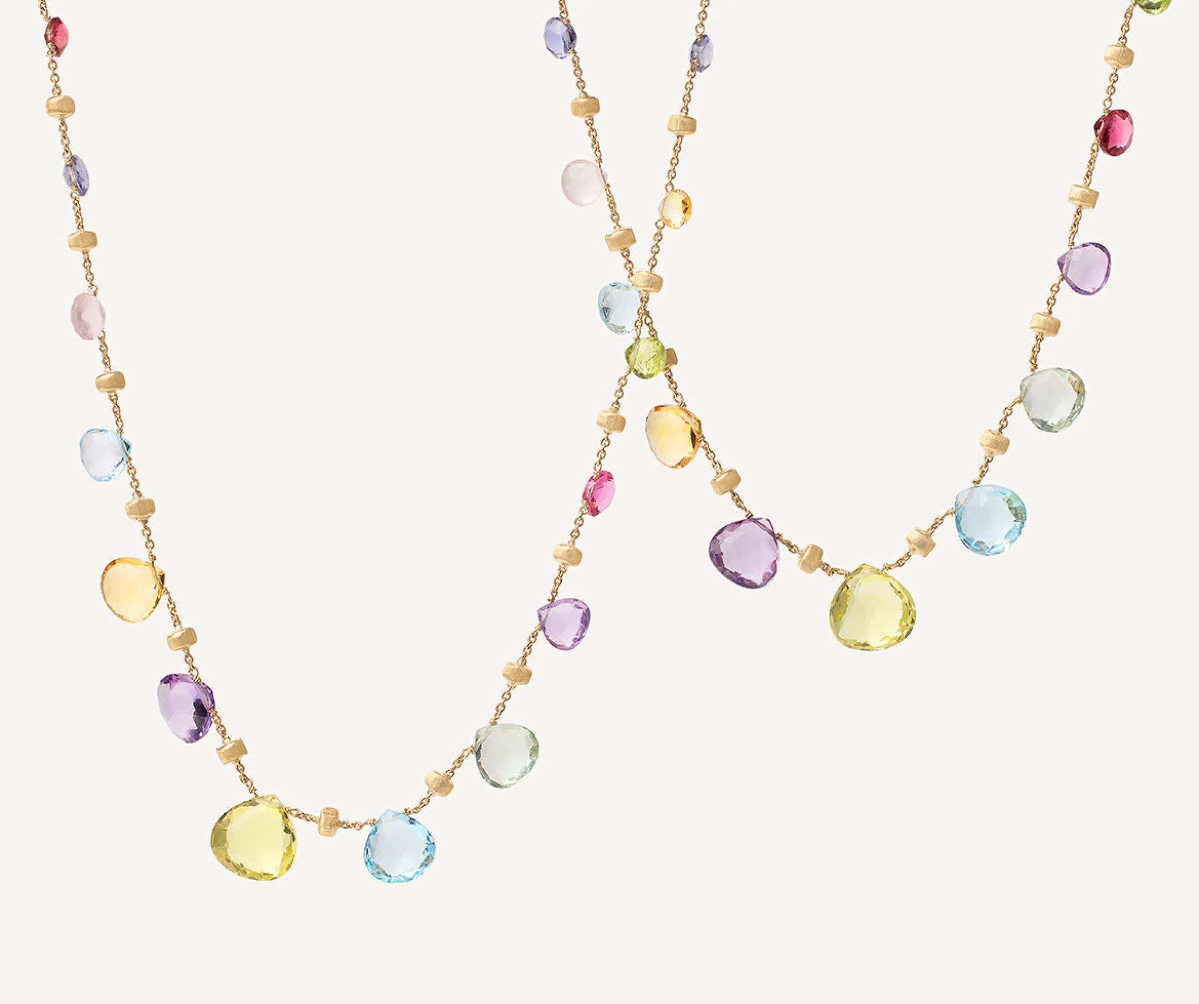 Necklaces-Marco Bicego 18K Yellow Gold Graduated Gemstone Necklace, Long Yellowgold