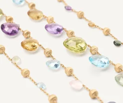Necklaces-Marco Bicego 18K Yellow Gold Graduated Gemstone Necklace, Long Yellowgold