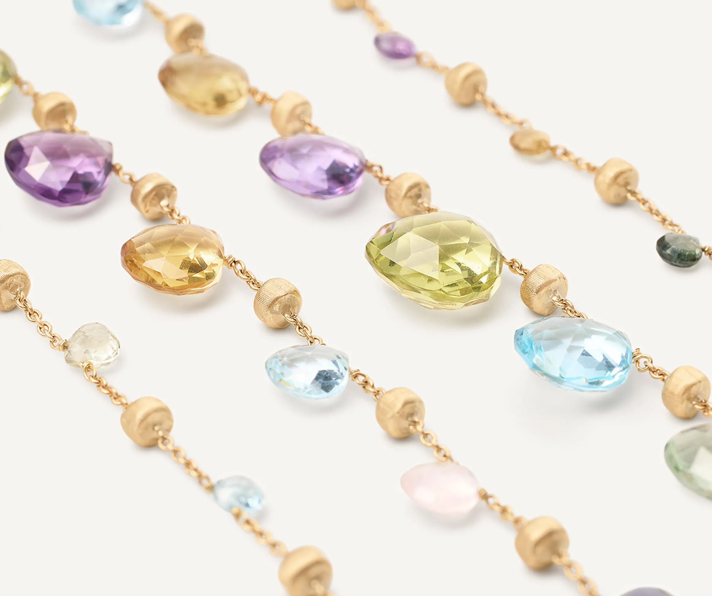 Necklaces-Marco Bicego 18K Yellow Gold Graduated Gemstone Necklace, Long Yellowgold