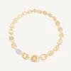 Necklaces-Marco Bicego 18K Yellow Gold Graduated Petal Collar Necklace With Diamonds Yellowgold