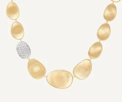 Necklaces-Marco Bicego 18K Yellow Gold Graduated Petal Collar Necklace With Diamonds Yellowgold