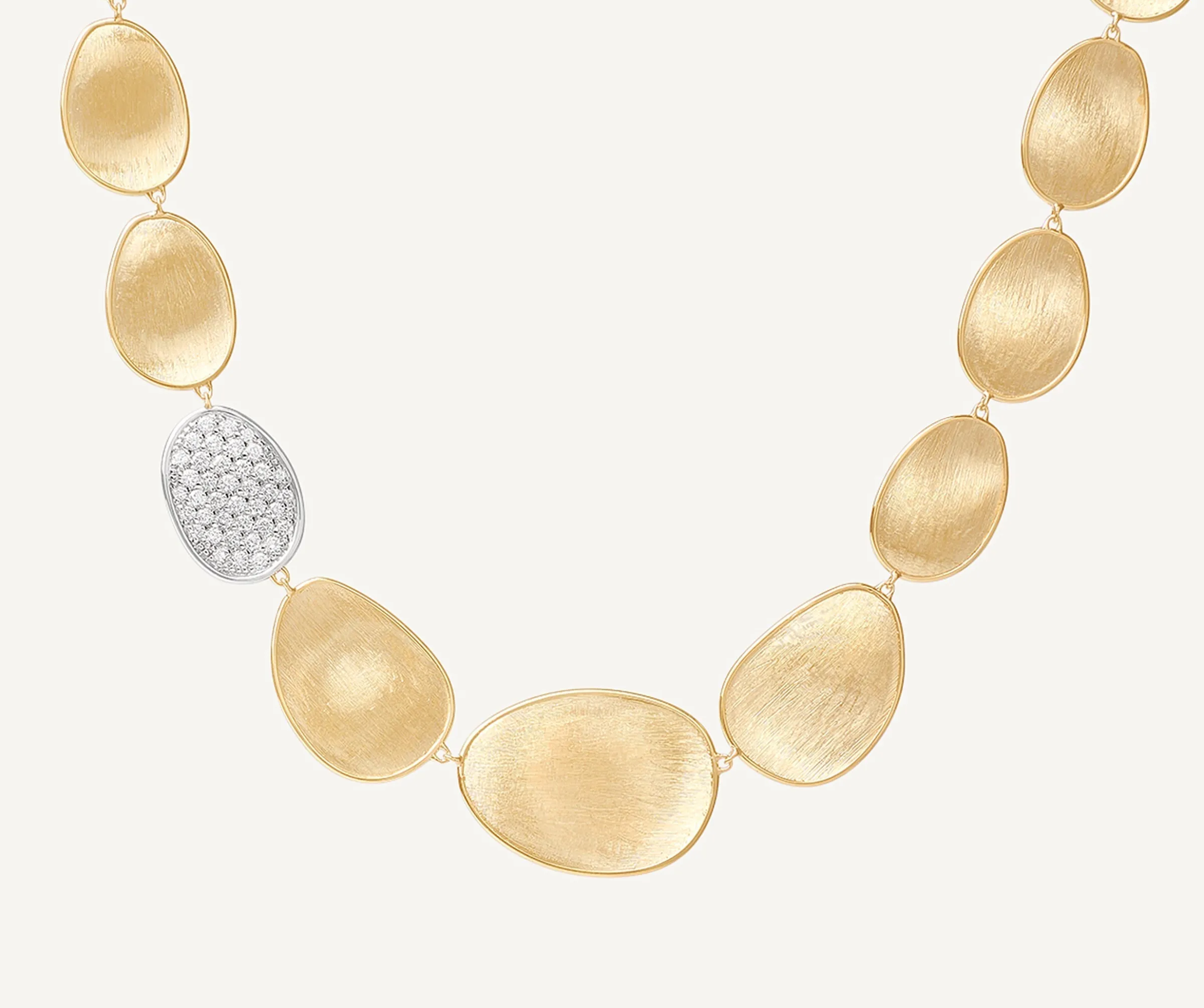 Necklaces-Marco Bicego 18K Yellow Gold Graduated Petal Collar Necklace With Diamonds Yellowgold