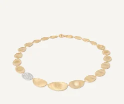 Necklaces-Marco Bicego 18K Yellow Gold Graduated Petal Collar Necklace With Diamonds Yellowgold