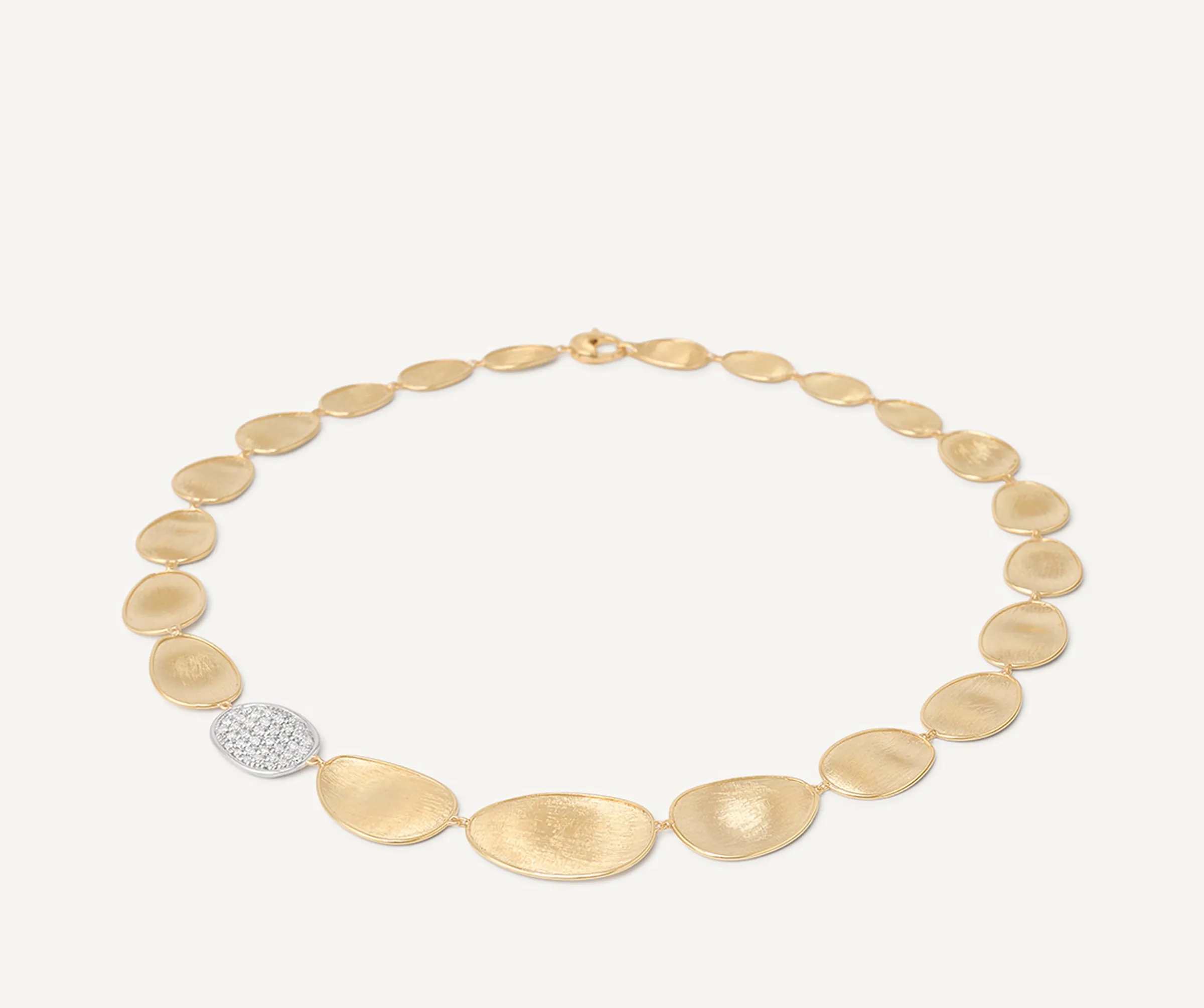 Necklaces-Marco Bicego 18K Yellow Gold Graduated Petal Collar Necklace With Diamonds Yellowgold