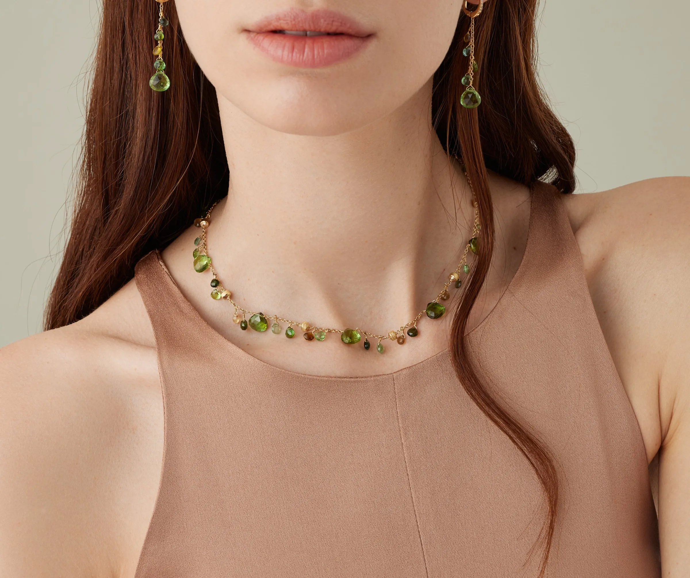 Necklaces-Marco Bicego 18K Yellow Gold Green Tourmaline Single-Strand Necklace Yellowgold