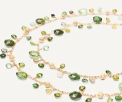 Necklaces-Marco Bicego 18K Yellow Gold Green Tourmaline Long Necklace Yellowgold