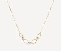 Pendants | Necklaces-Marco Bicego 18K Yellow Gold Half Necklace with Diamond Flowers Yellowgold