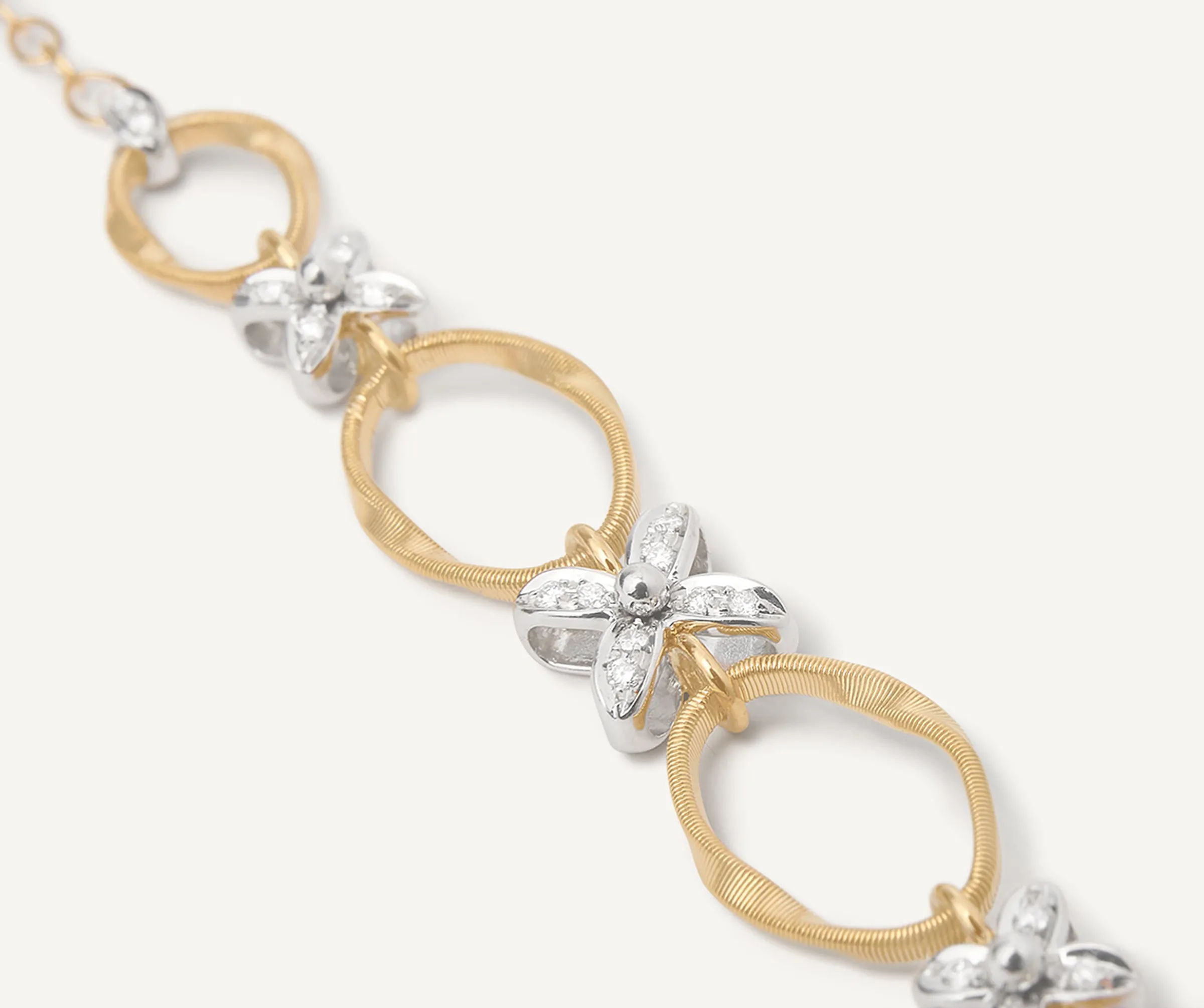 Pendants | Necklaces-Marco Bicego 18K Yellow Gold Half Necklace with Diamond Flowers Yellowgold