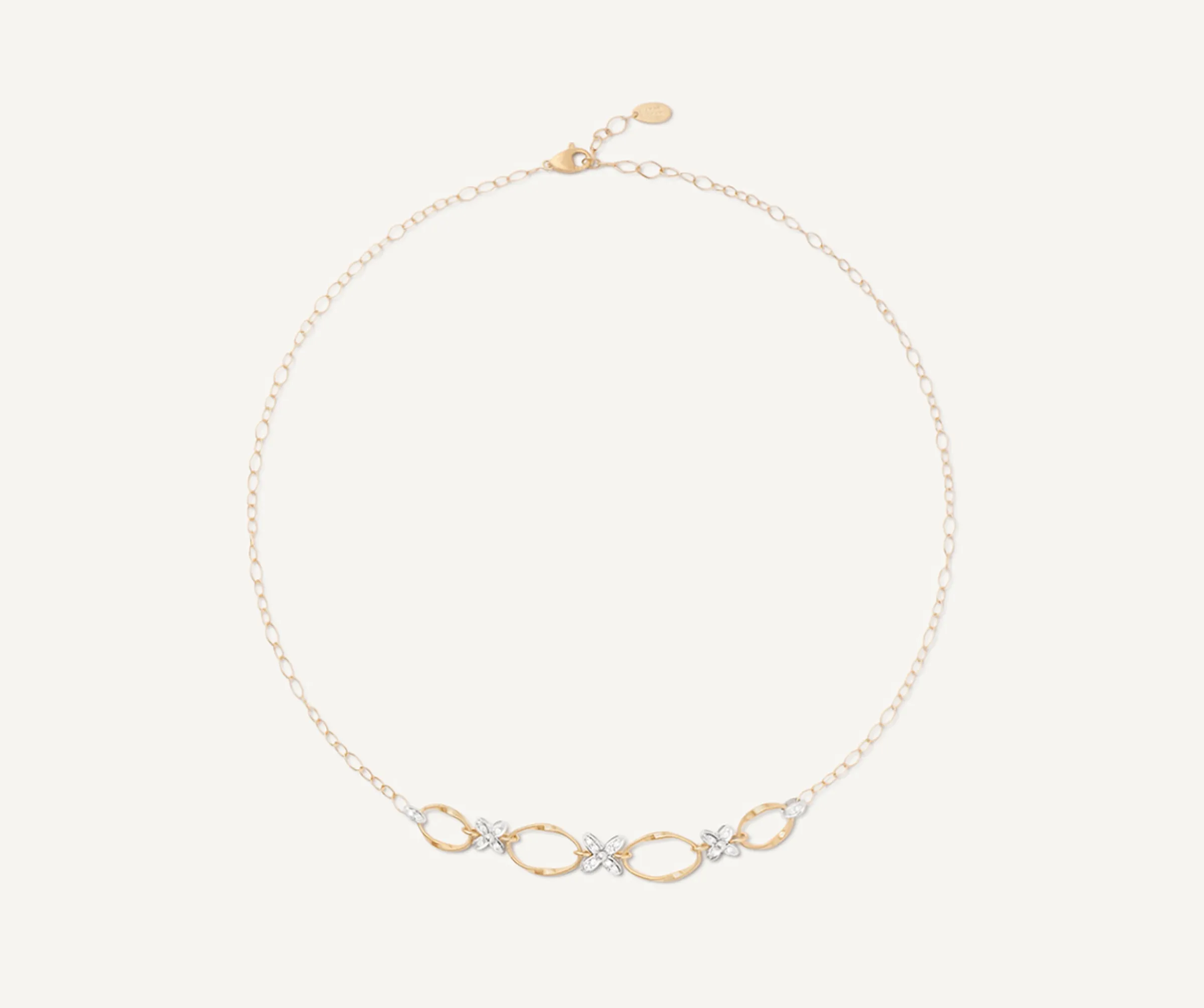 Pendants | Necklaces-Marco Bicego 18K Yellow Gold Half Necklace with Diamond Flowers Yellowgold