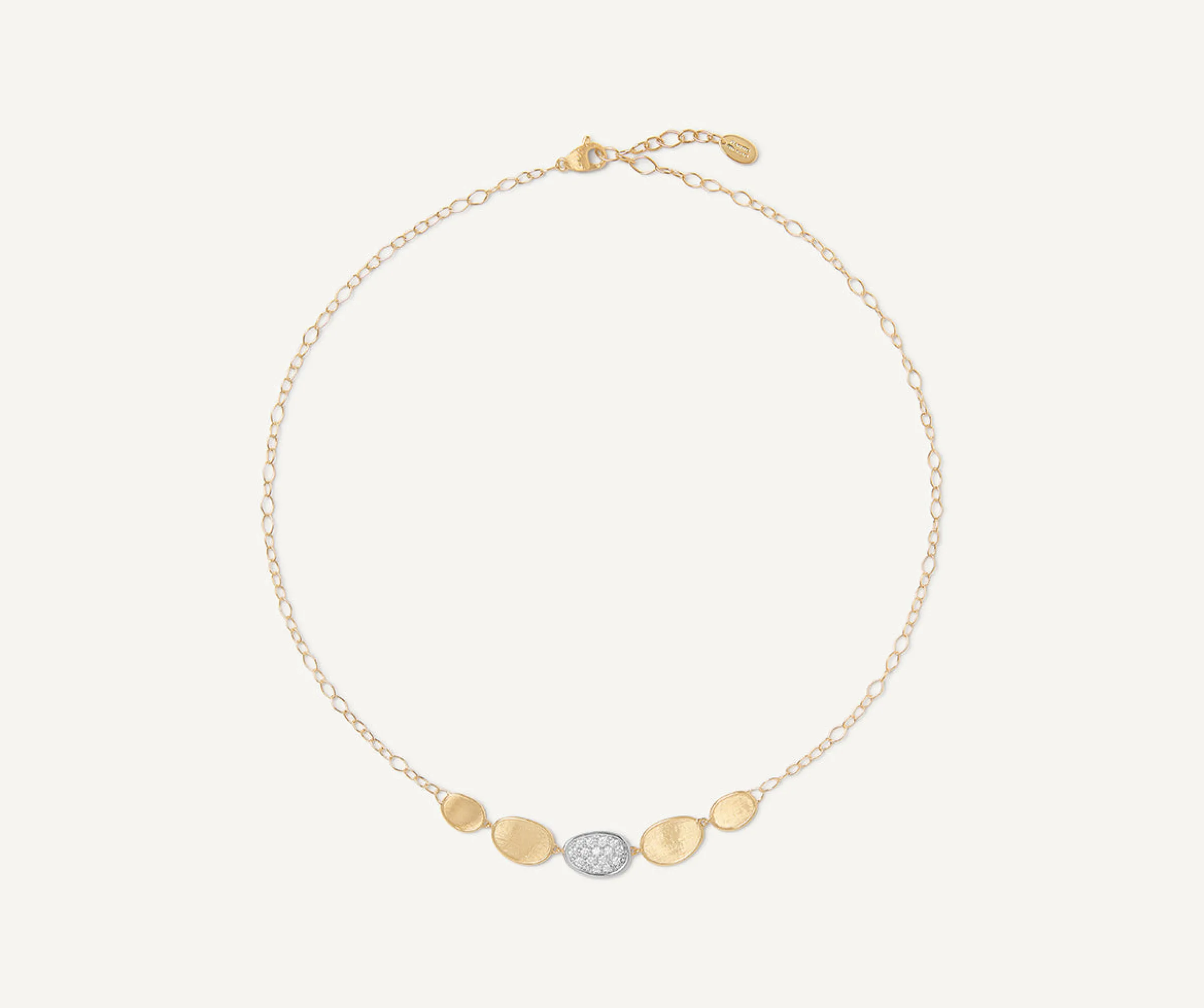 Necklaces-Marco Bicego 18K Yellow Gold "Halfie" Petal Necklace With Diamonds Yellowgold