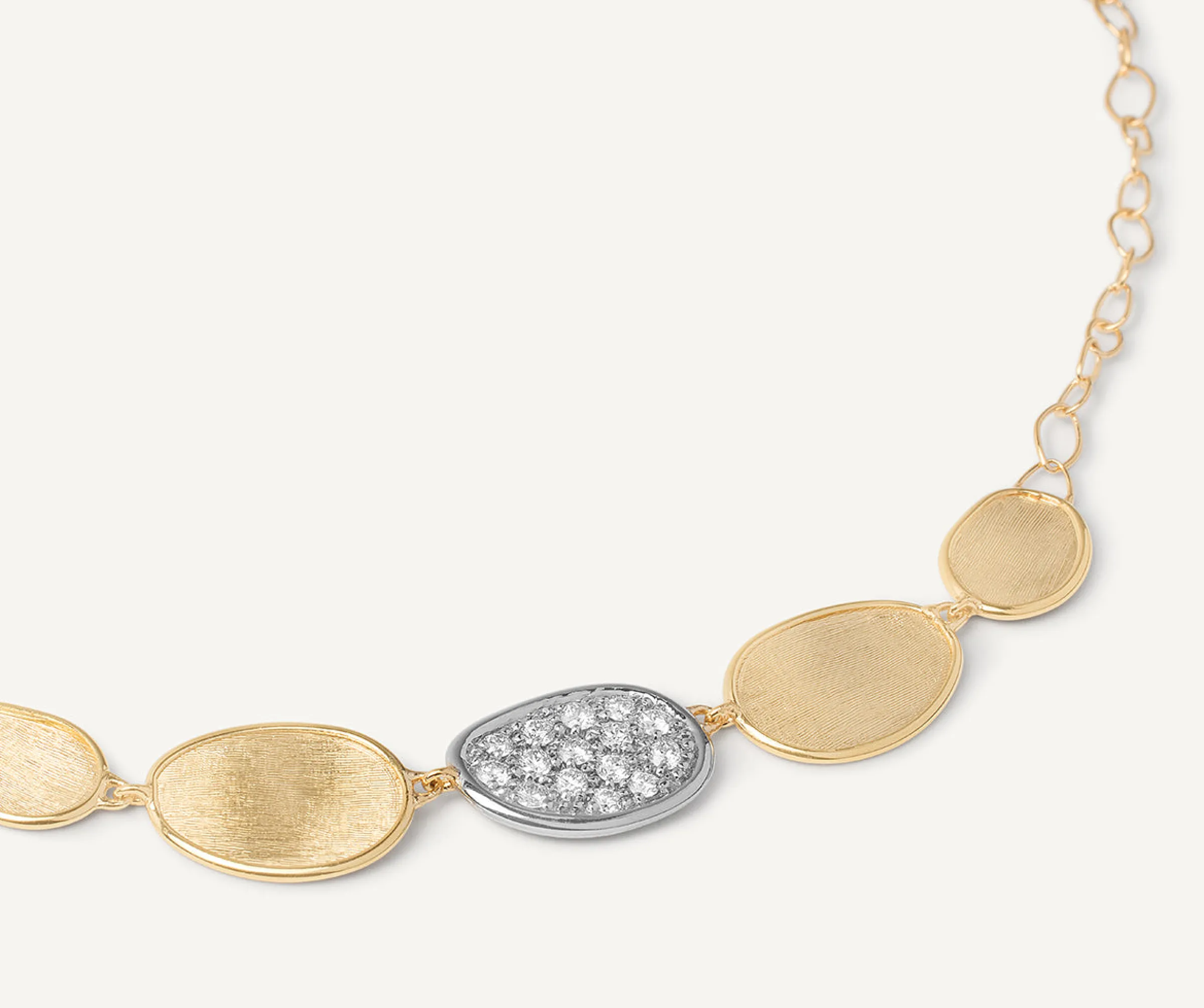 Necklaces-Marco Bicego 18K Yellow Gold "Halfie" Petal Necklace With Diamonds Yellowgold