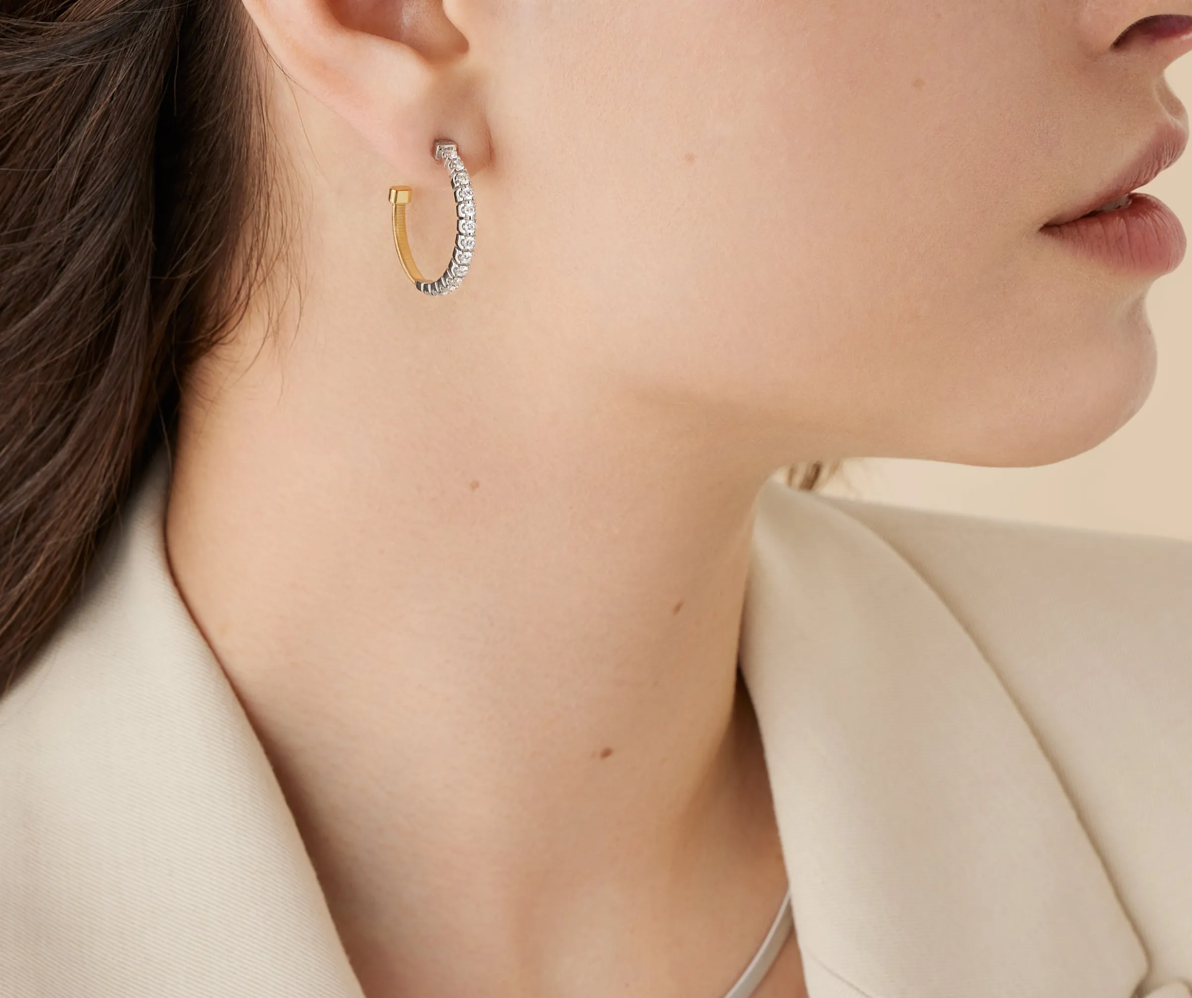 Earrings-Marco Bicego 18K Yellow Gold Hoop Diamond Earrings Yellowgold