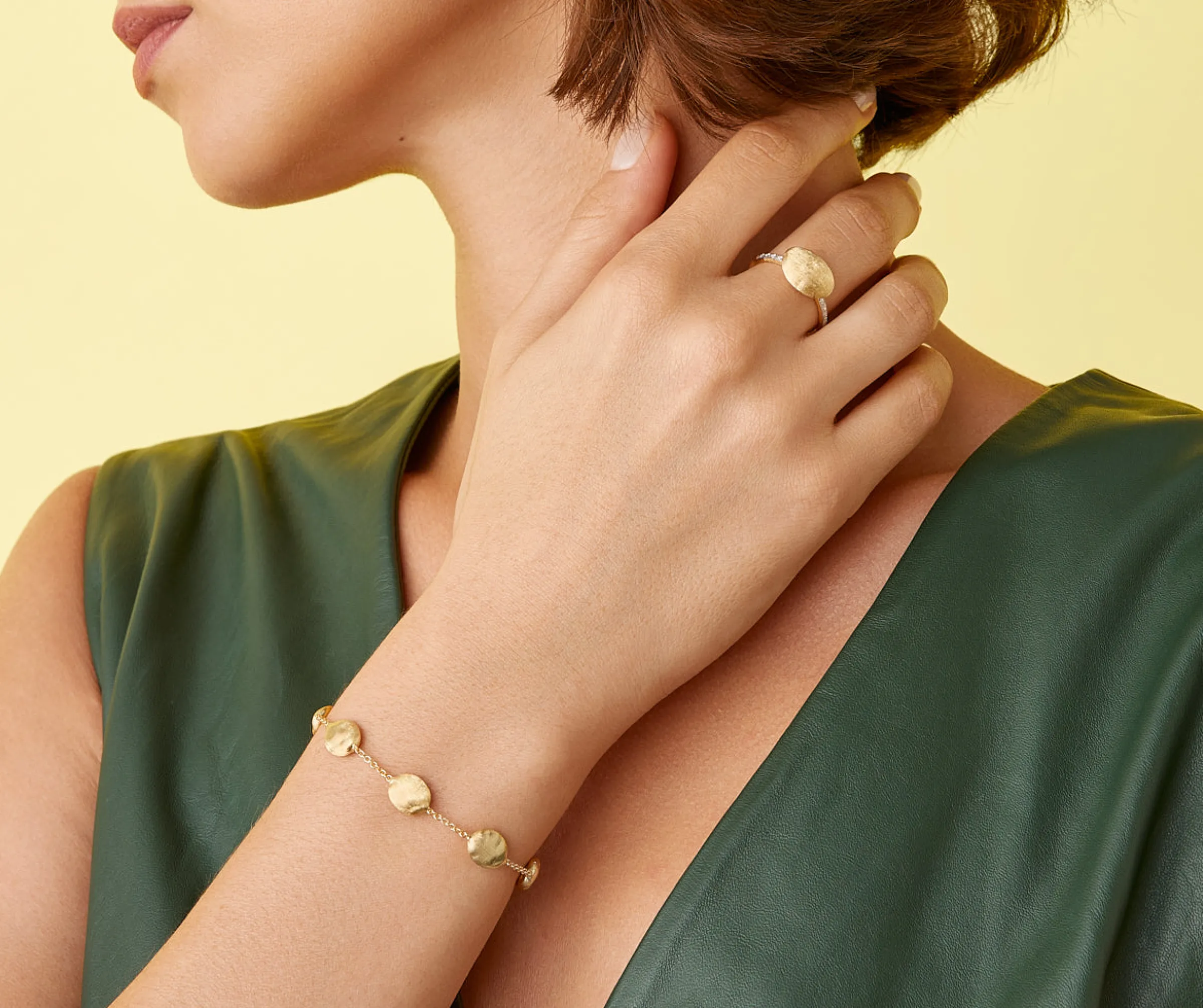 Rings-Marco Bicego 18K Yellow Gold Horizontal Ring with Diamonds Yellowgold