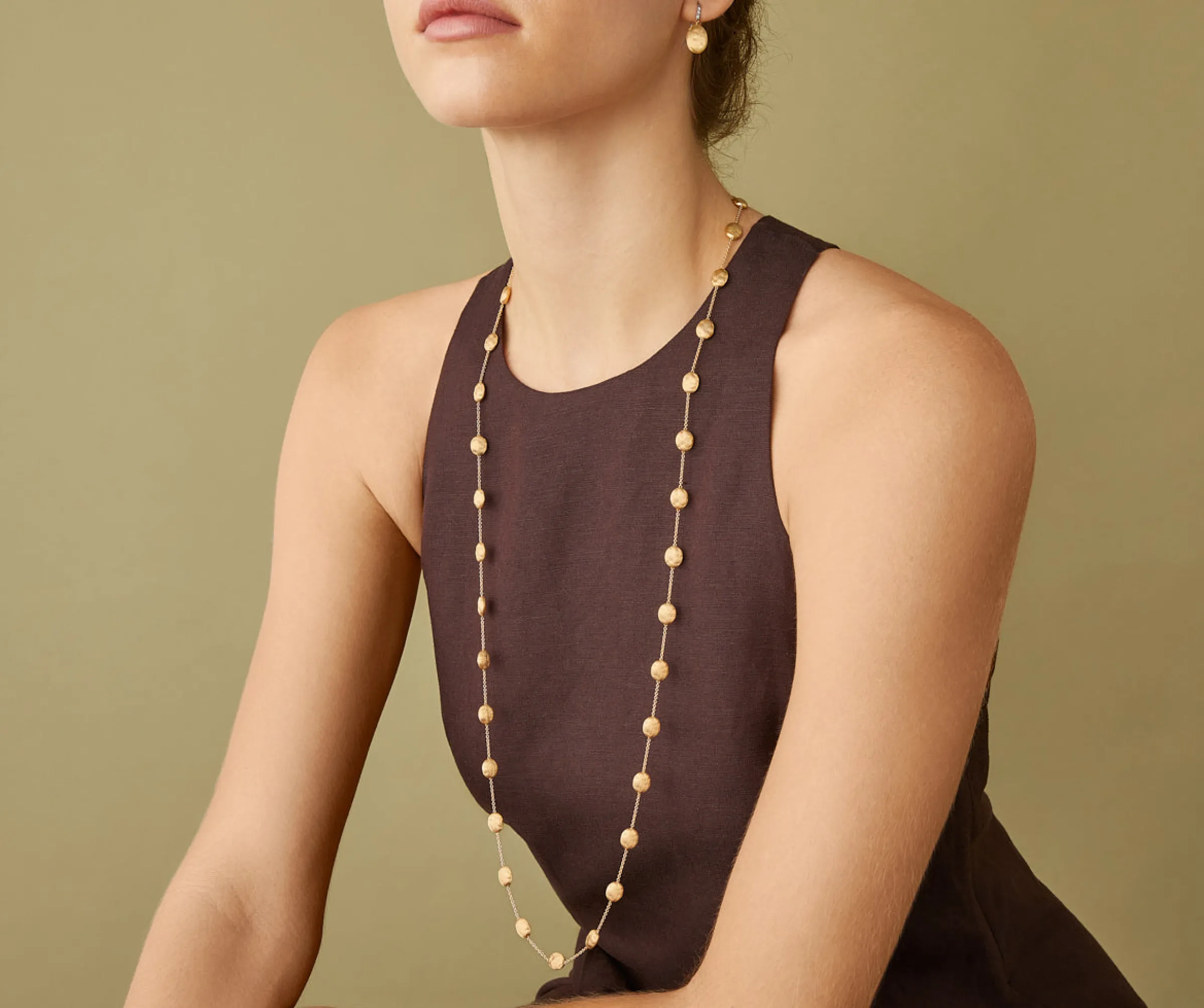 Necklaces-Marco Bicego 18K Yellow Gold Large Bean Long Necklace Yellowgold