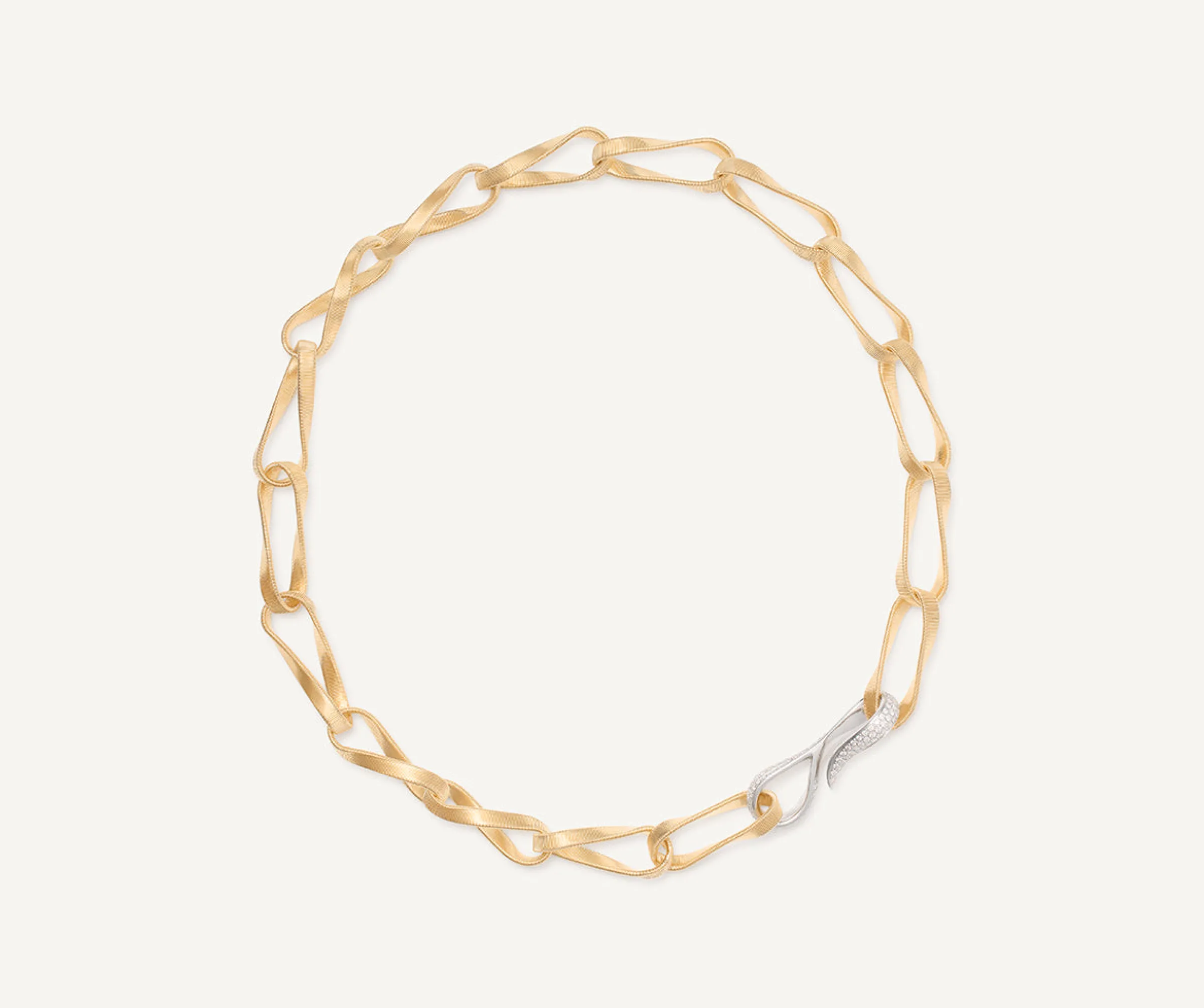 Necklaces-Marco Bicego 18K Yellow Gold Large Gauge Link Necklace With Diamond Clasp Yellowgold