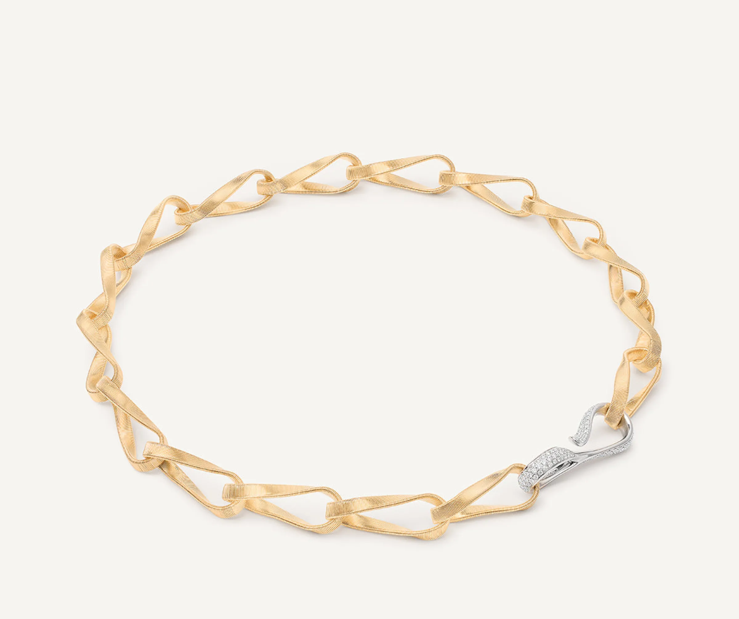 Necklaces-Marco Bicego 18K Yellow Gold Large Gauge Link Necklace With Diamond Clasp Yellowgold