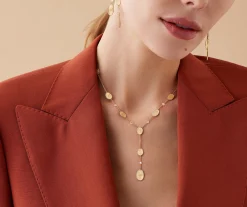 Necklaces-Marco Bicego 18K Yellow Gold Lariat Necklace with Diamonds Yellowgold