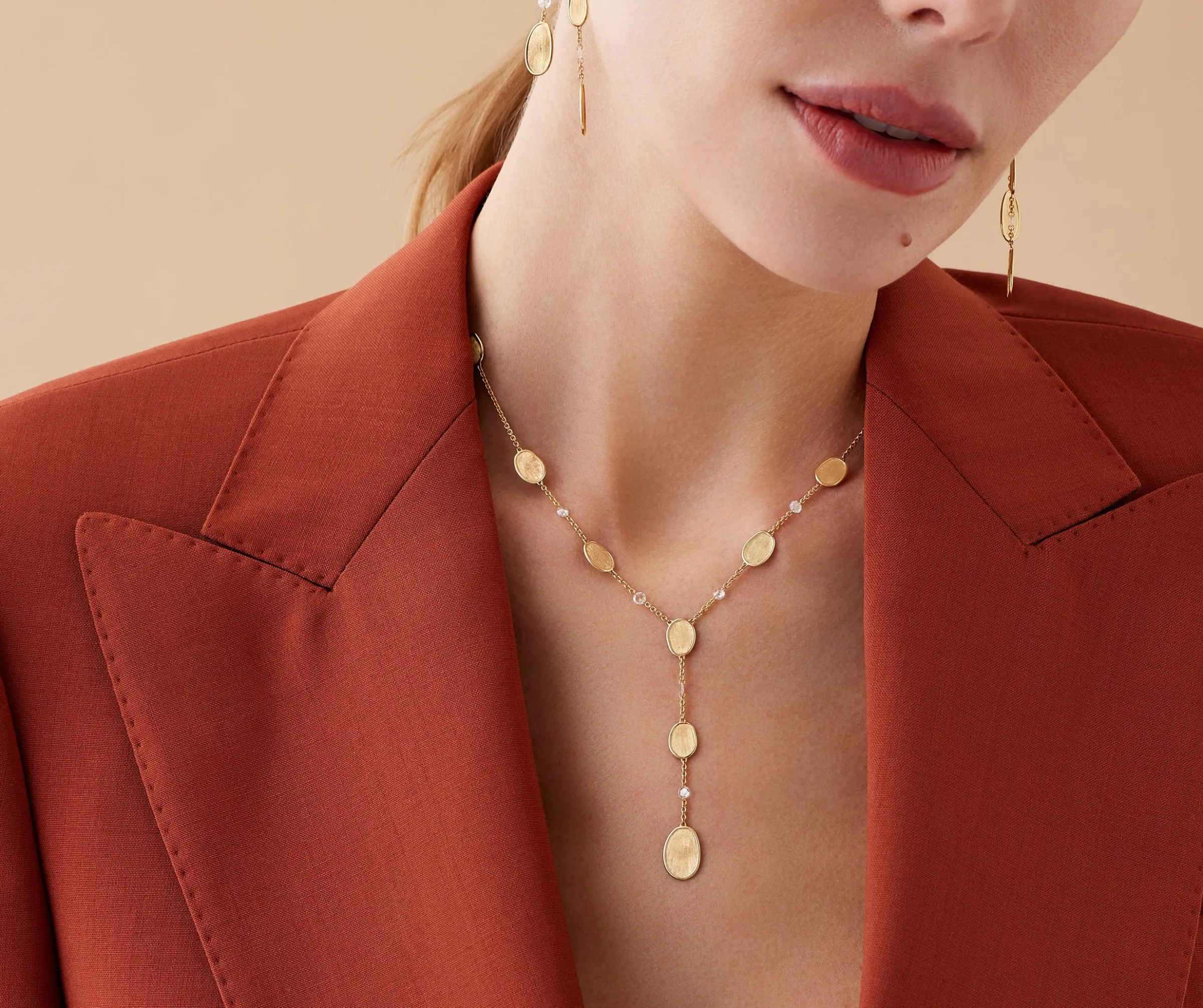 Necklaces-Marco Bicego 18K Yellow Gold Lariat Necklace with Diamonds Yellowgold