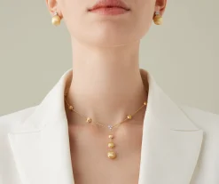 Necklaces-Marco Bicego 18K Yellow Gold Lariat Necklace With Diamonds Yellowgold