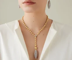 Necklaces-Marco Bicego 18K Yellow Gold Lariat Necklace With Large Diamond Pendant Yellowgold