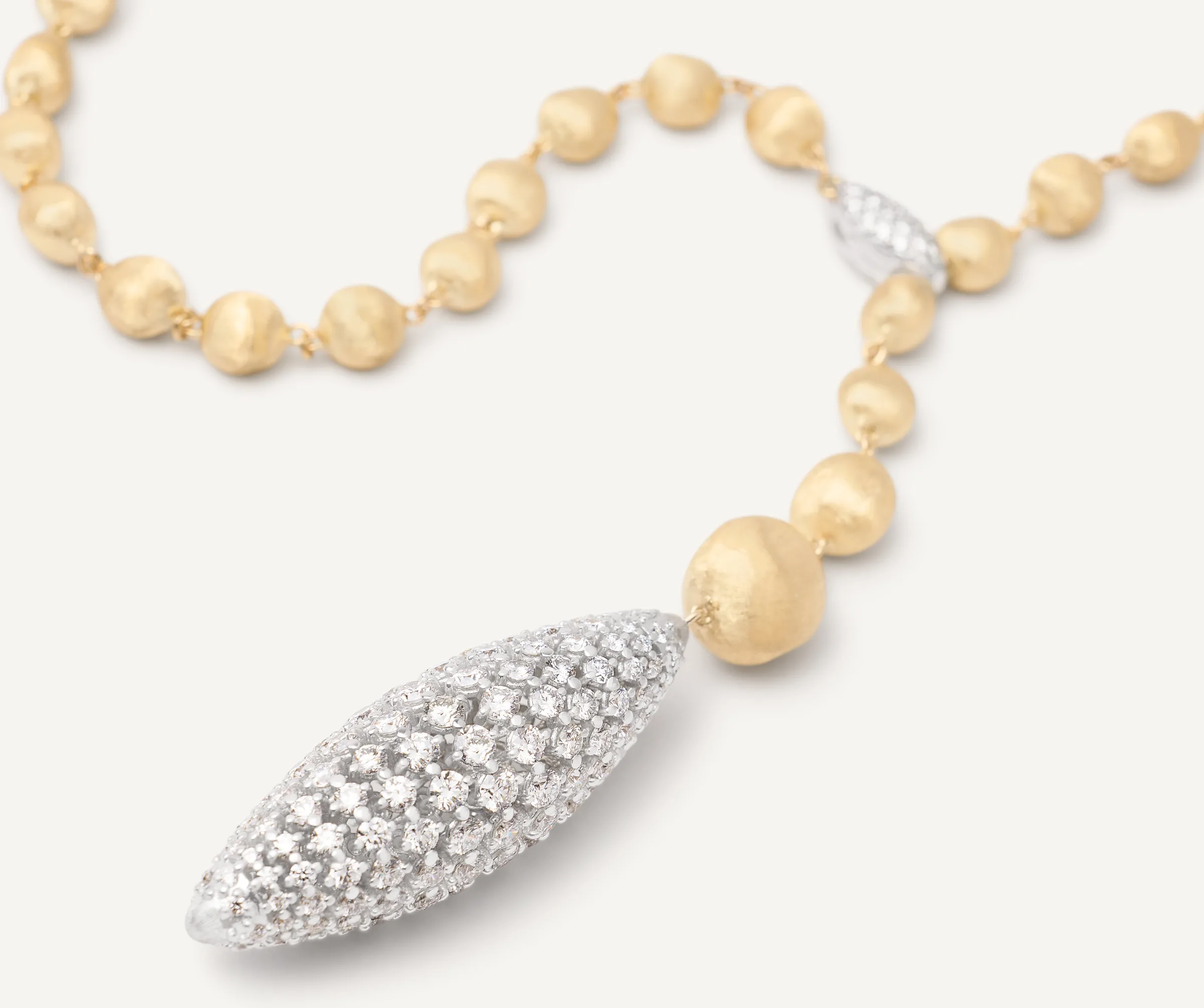 Necklaces-Marco Bicego 18K Yellow Gold Lariat Necklace With Large Diamond Pendant Yellowgold