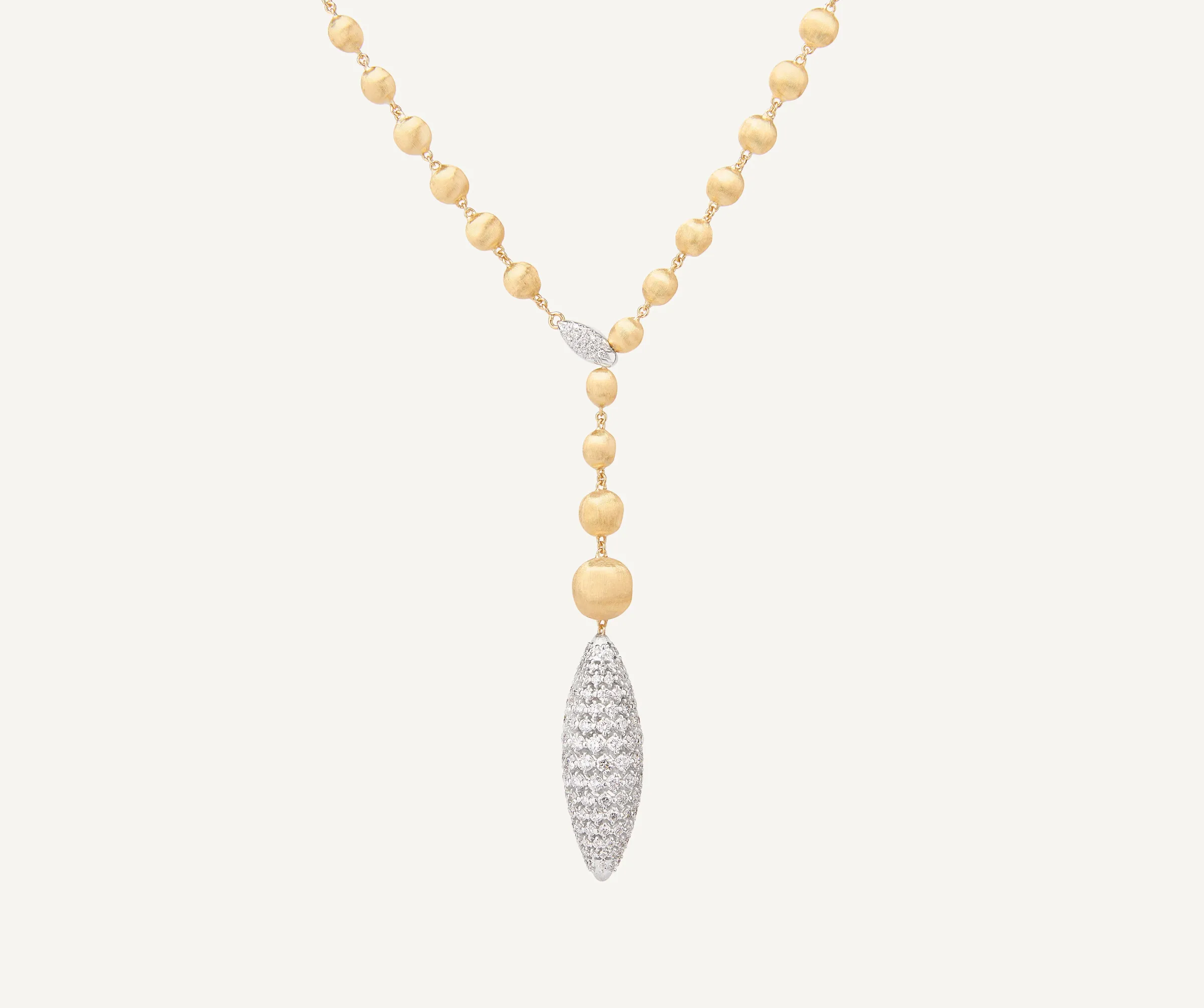 Necklaces-Marco Bicego 18K Yellow Gold Lariat Necklace With Large Diamond Pendant Yellowgold