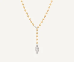 Necklaces-Marco Bicego 18K Yellow Gold Lariat Necklace With Diamond Pendant Yellowgold