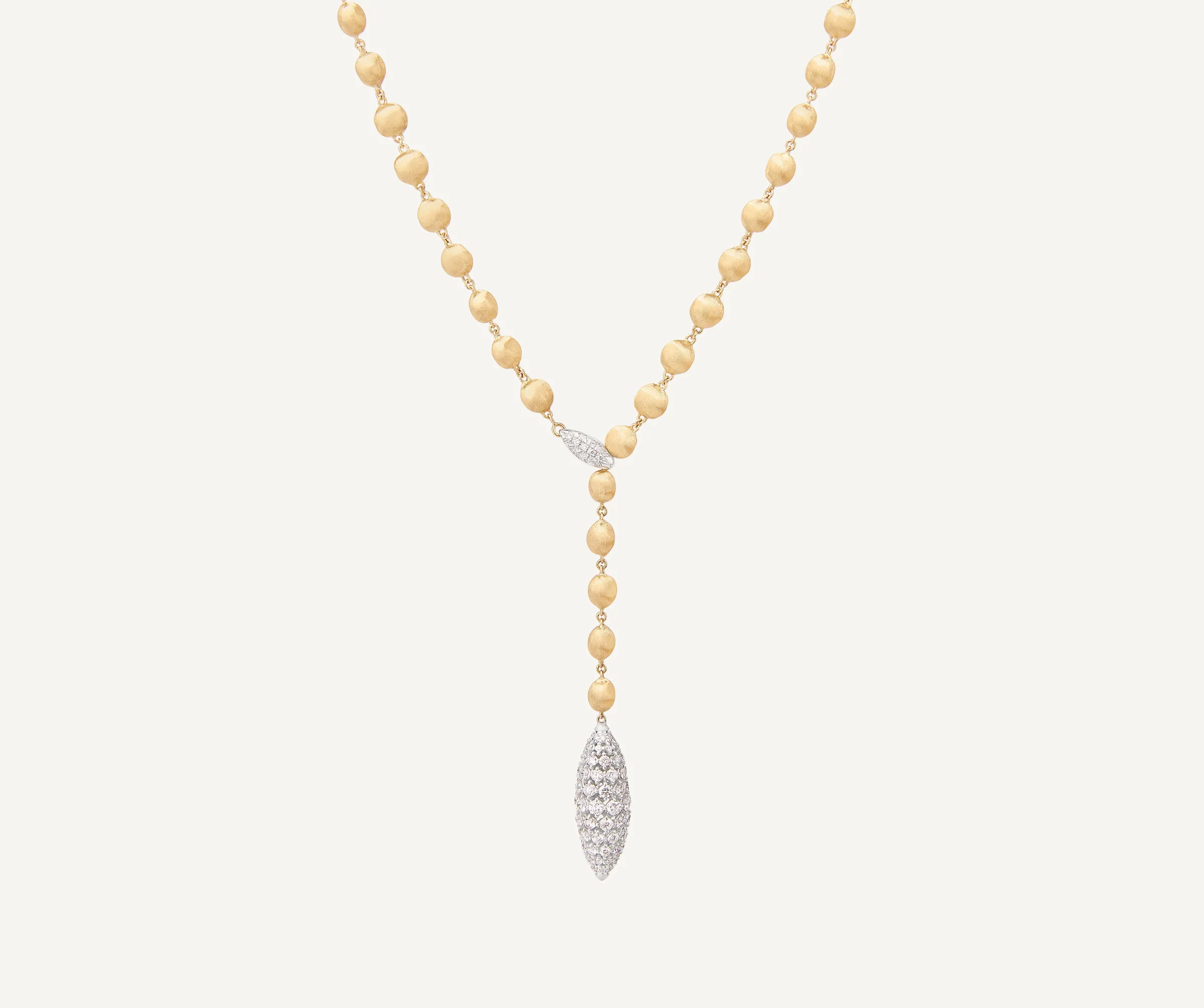 Necklaces-Marco Bicego 18K Yellow Gold Lariat Necklace With Diamond Pendant Yellowgold