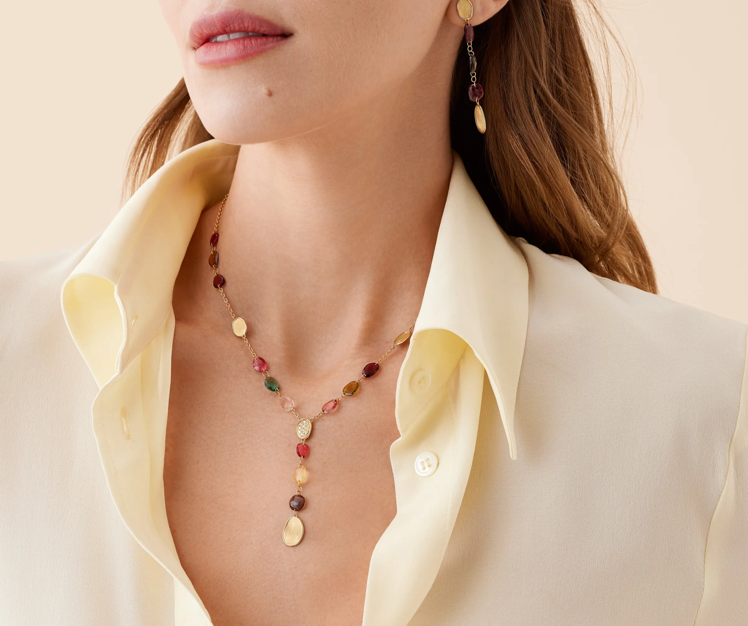 Necklaces-Marco Bicego 18K Yellow Gold Lariat Tourmaline Necklace Yellowgold