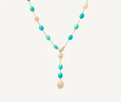 Necklaces-Marco Bicego 18K Yellow Gold Lariat with Turquoise Yellowgold