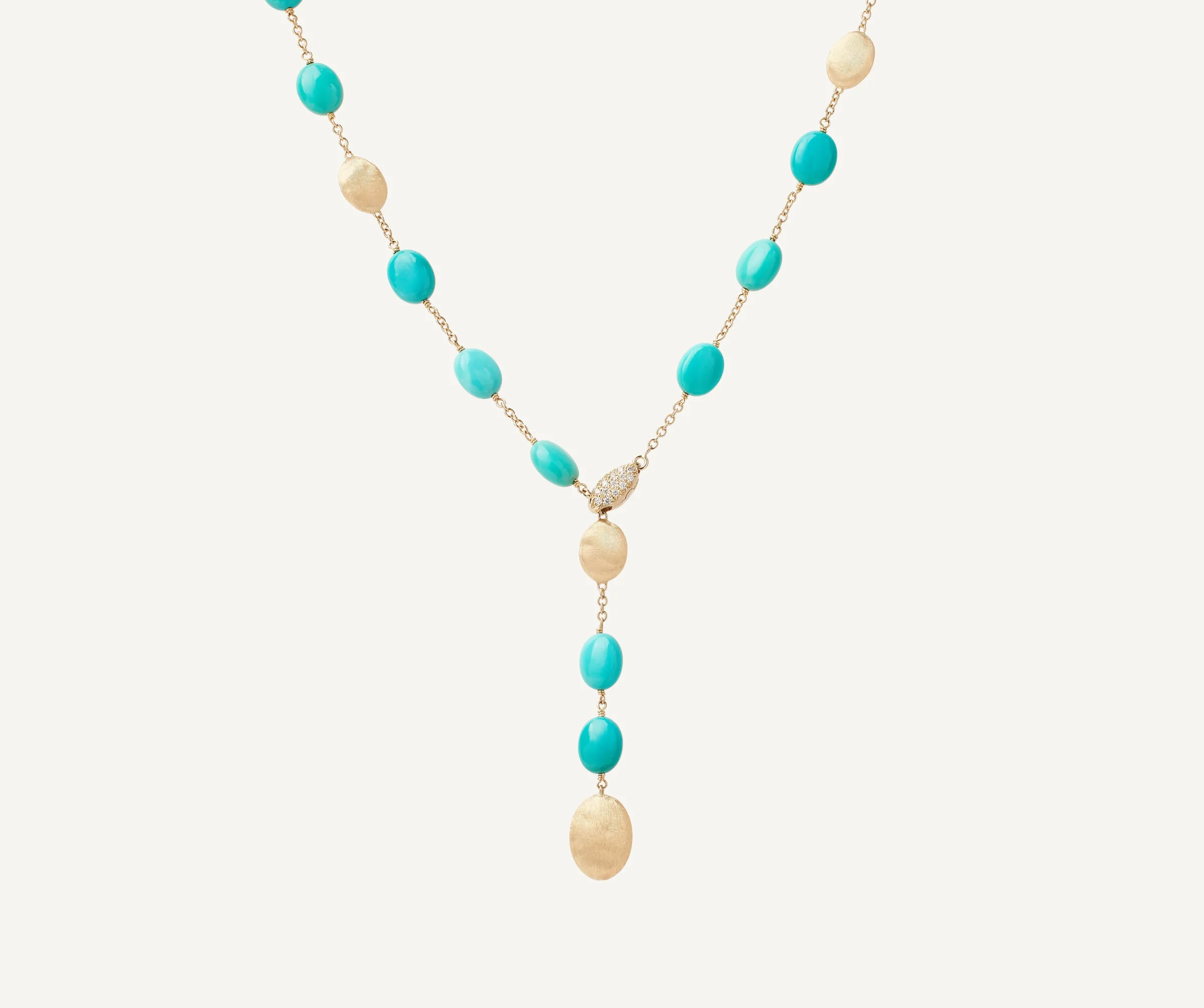 Necklaces-Marco Bicego 18K Yellow Gold Lariat with Turquoise Yellowgold