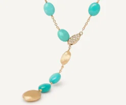 Necklaces-Marco Bicego 18K Yellow Gold Lariat with Turquoise Yellowgold