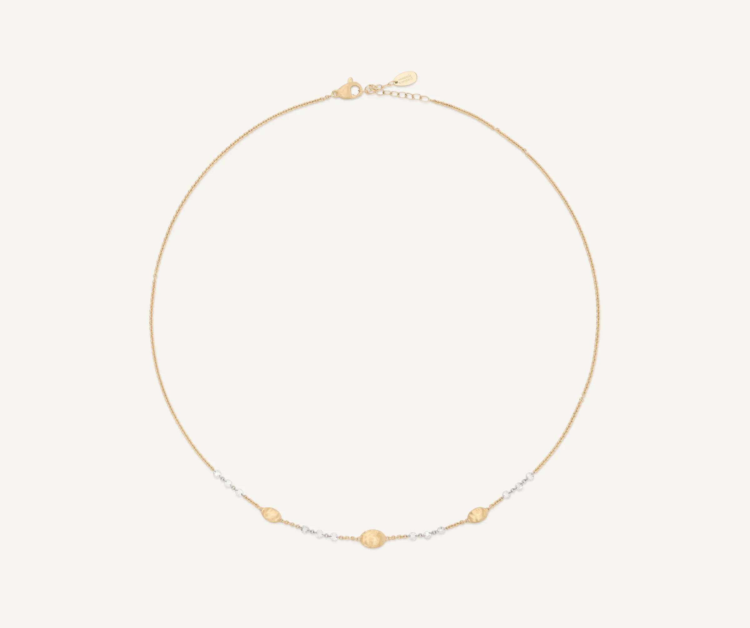 Necklaces-Marco Bicego 18K Yellow Gold Lightweight Beaded Necklace with Diamonds Yellowgold