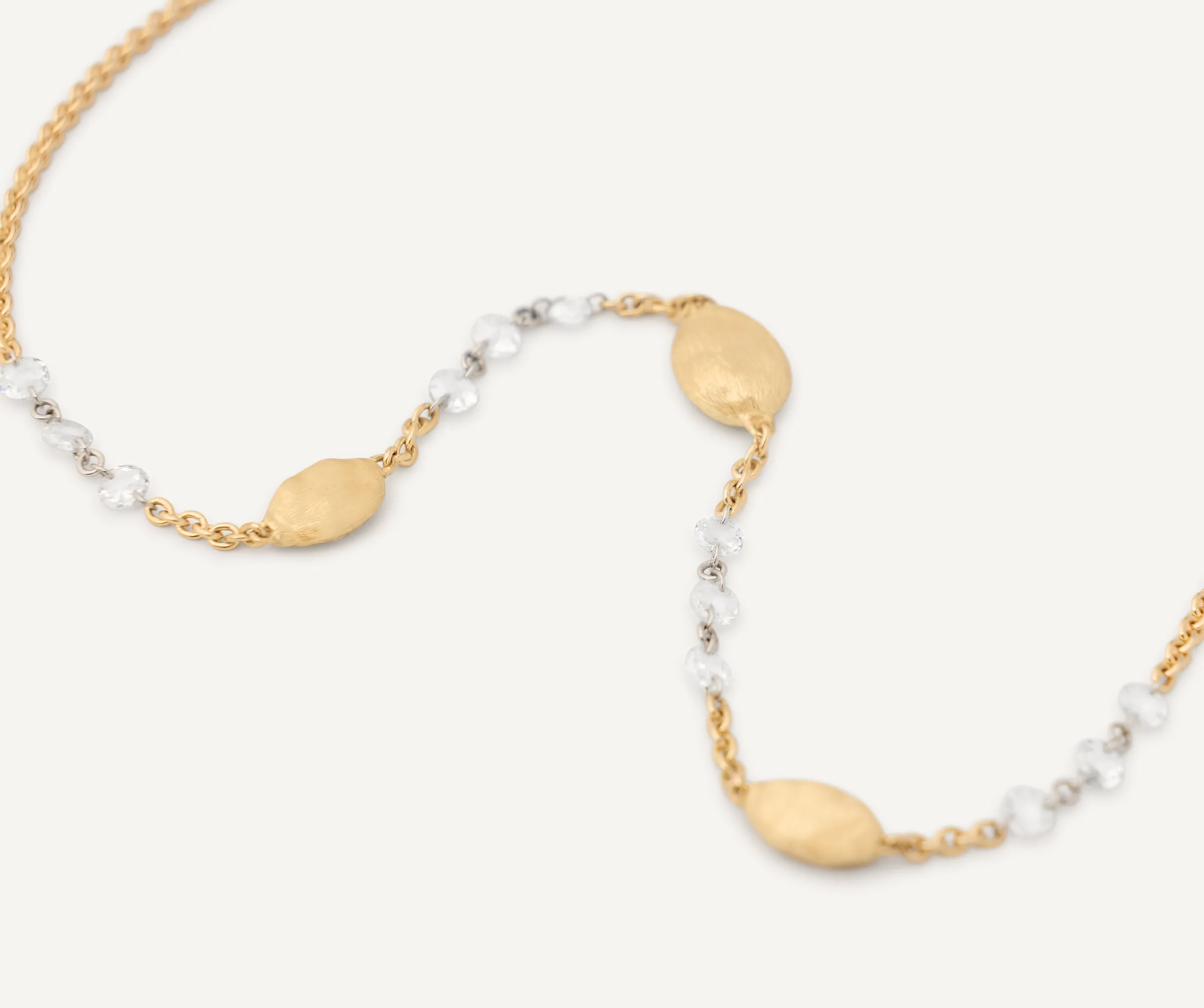 Necklaces-Marco Bicego 18K Yellow Gold Lightweight Beaded Necklace with Diamonds Yellowgold