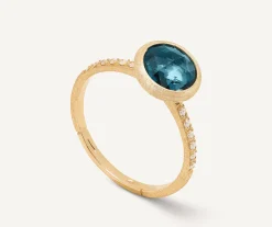 Rings-Marco Bicego 18K Yellow Gold London Blue Topaz Ring with Diamond Pavé Shank YellowGold