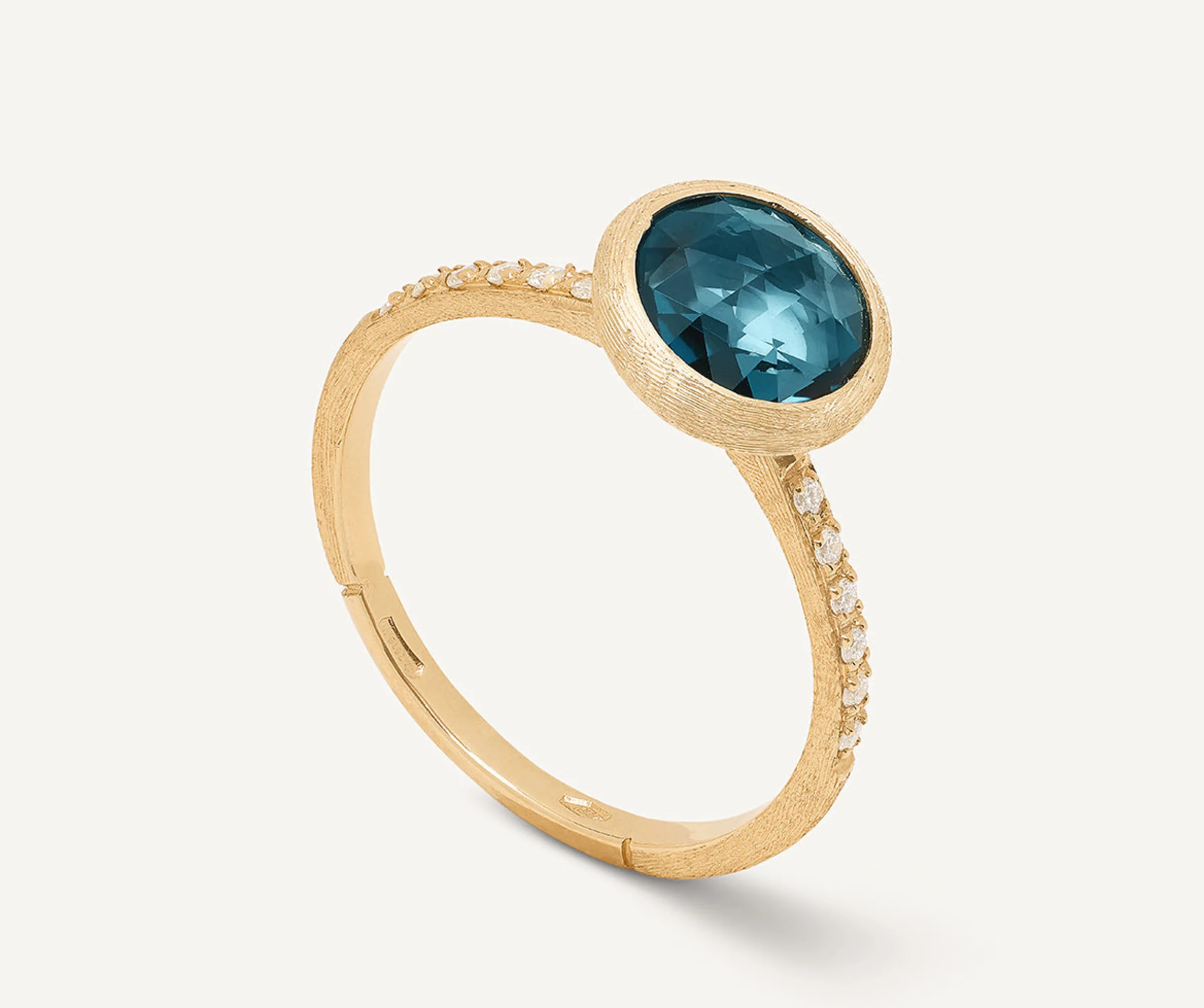 Rings-Marco Bicego 18K Yellow Gold London Blue Topaz Ring with Diamond Pavé Shank YellowGold