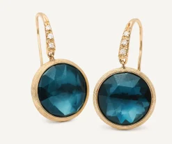 Earrings-Marco Bicego 18K Yellow Gold London Blue Topaz Drop Earrings with Diamonds YellowGold