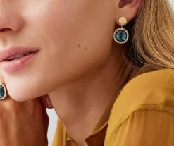 Earrings-Marco Bicego 18K Yellow Gold London Blue Topaz u0026 Diamond Earrings Yellowgold