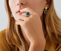 Rings-Marco Bicego 18K Yellow Gold London Blue Topaz Cocktail Ring With Diamonds Yellowgold