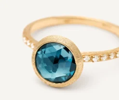 Rings-Marco Bicego 18K Yellow Gold London Blue Topaz Ring with Diamond Pavé Shank YellowGold