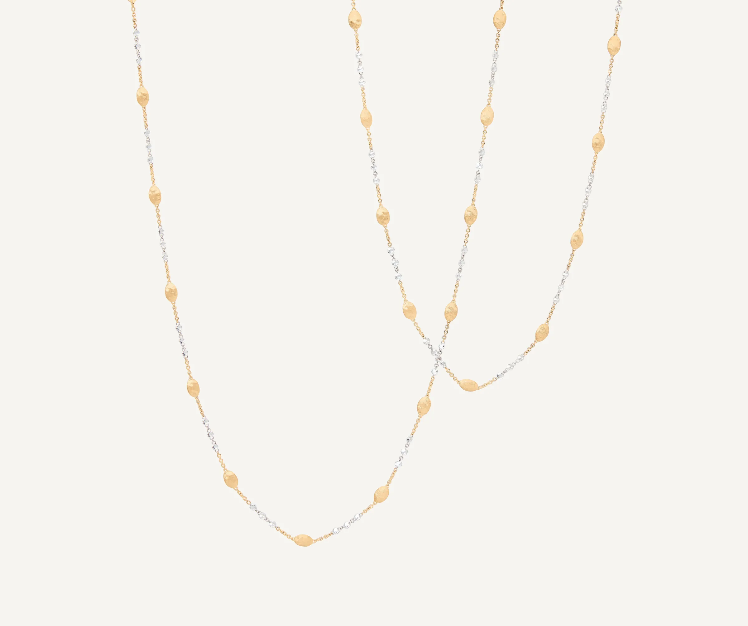 Necklaces-Marco Bicego 18K Yellow Gold Long Beaded Necklace with Diamonds Yellowgold