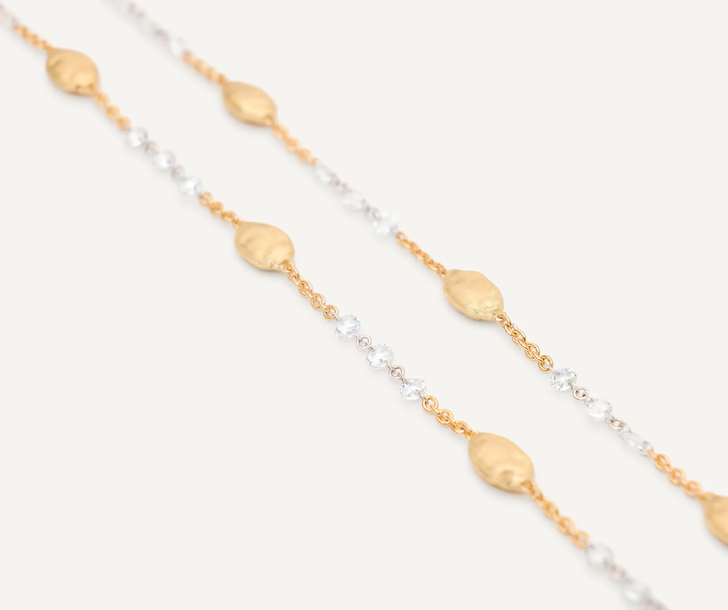 Necklaces-Marco Bicego 18K Yellow Gold Long Beaded Necklace with Diamonds Yellowgold