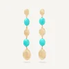 Earrings-Marco Bicego 18K Yellow Gold Long Drop Earrings with Turquoise Yellowgold