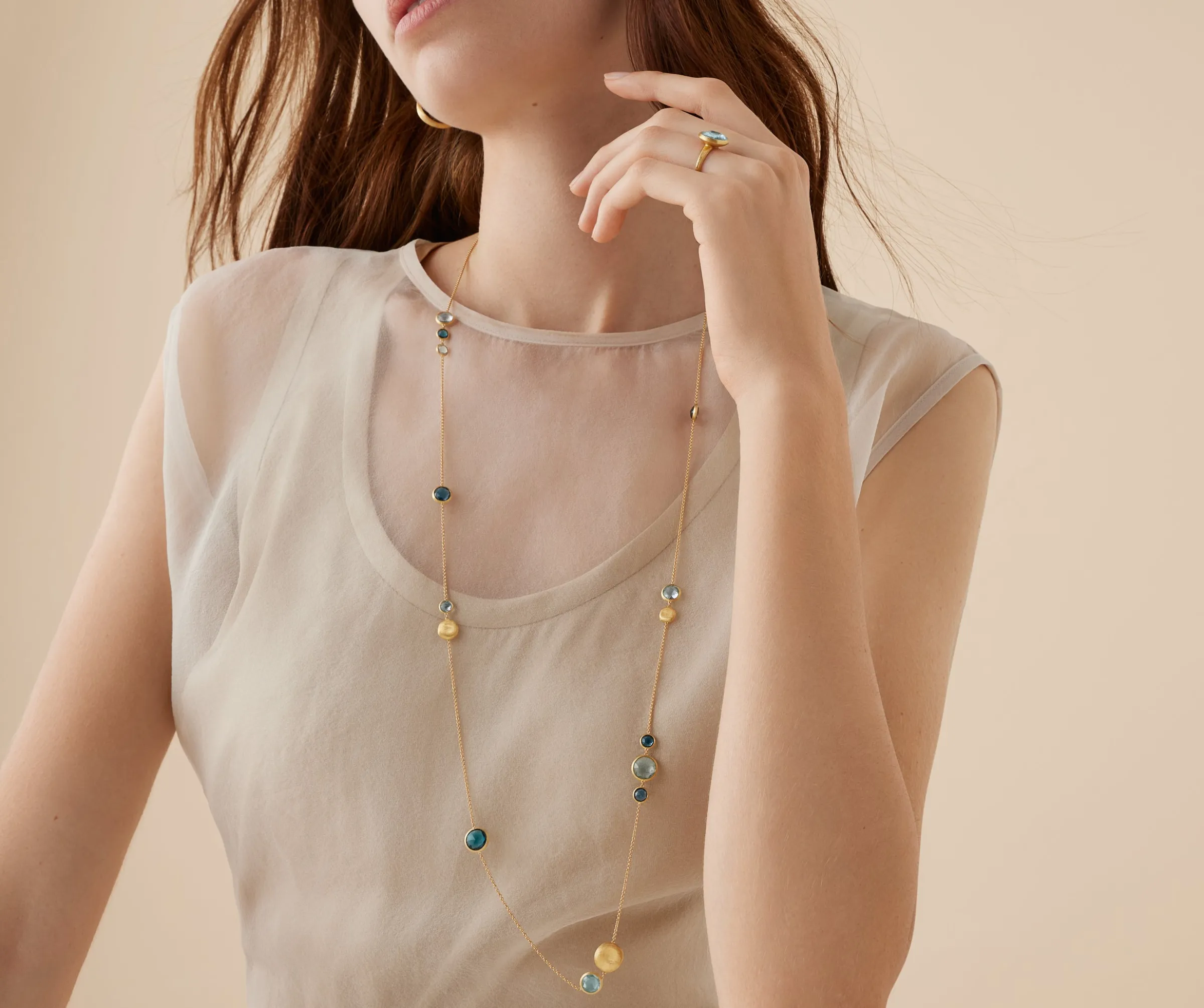 Necklaces-Marco Bicego 18K Yellow Gold Long Mixed Topaz Necklace Yellowgold