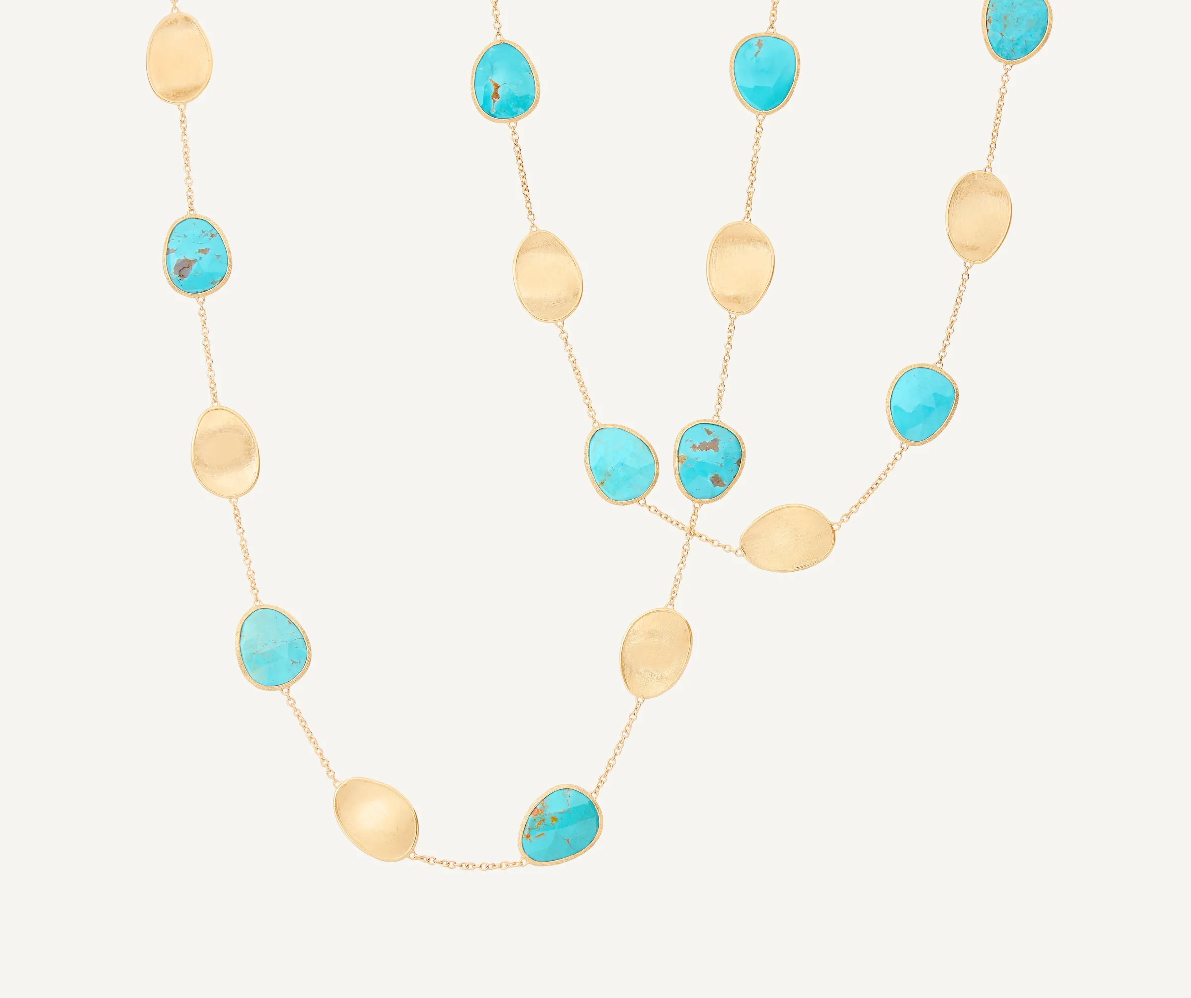 Necklaces-Marco Bicego 18K Yellow Gold Long Necklace with Turquoise Yellowgold