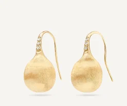 Earrings-Marco Bicego 18K Yellow Gold Medium Drop Earrings With Diamonds Yellowgold