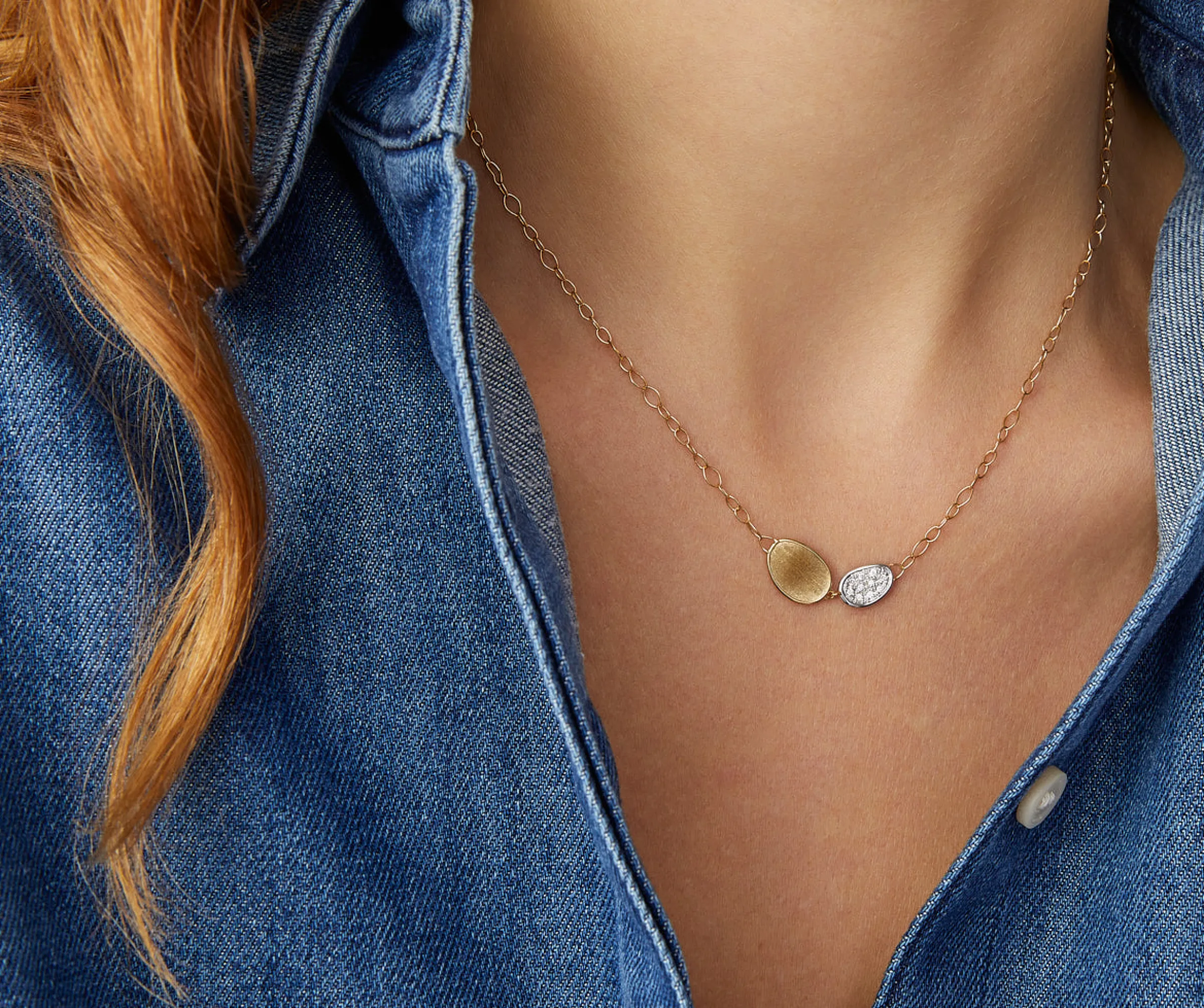 Pendants | Necklaces-Marco Bicego 18K Yellow Gold Mini-Petal u0026 Diamond Pendant Necklace Yellowgold