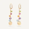 Earrings-Marco Bicego 18K Yellow Gold Mixed Gemstone Long Drop Earrings with Diamond Pavé Clip Yellowgold